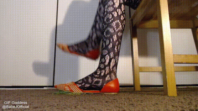 Toe Tapping In Orange Ballet Flats On Fake Worms 2