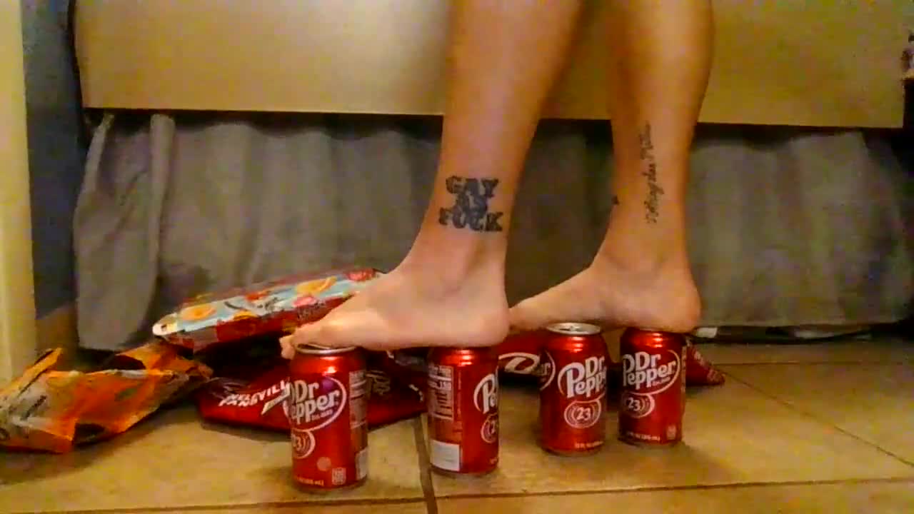 Compressing Boxes And Cans Barefoot