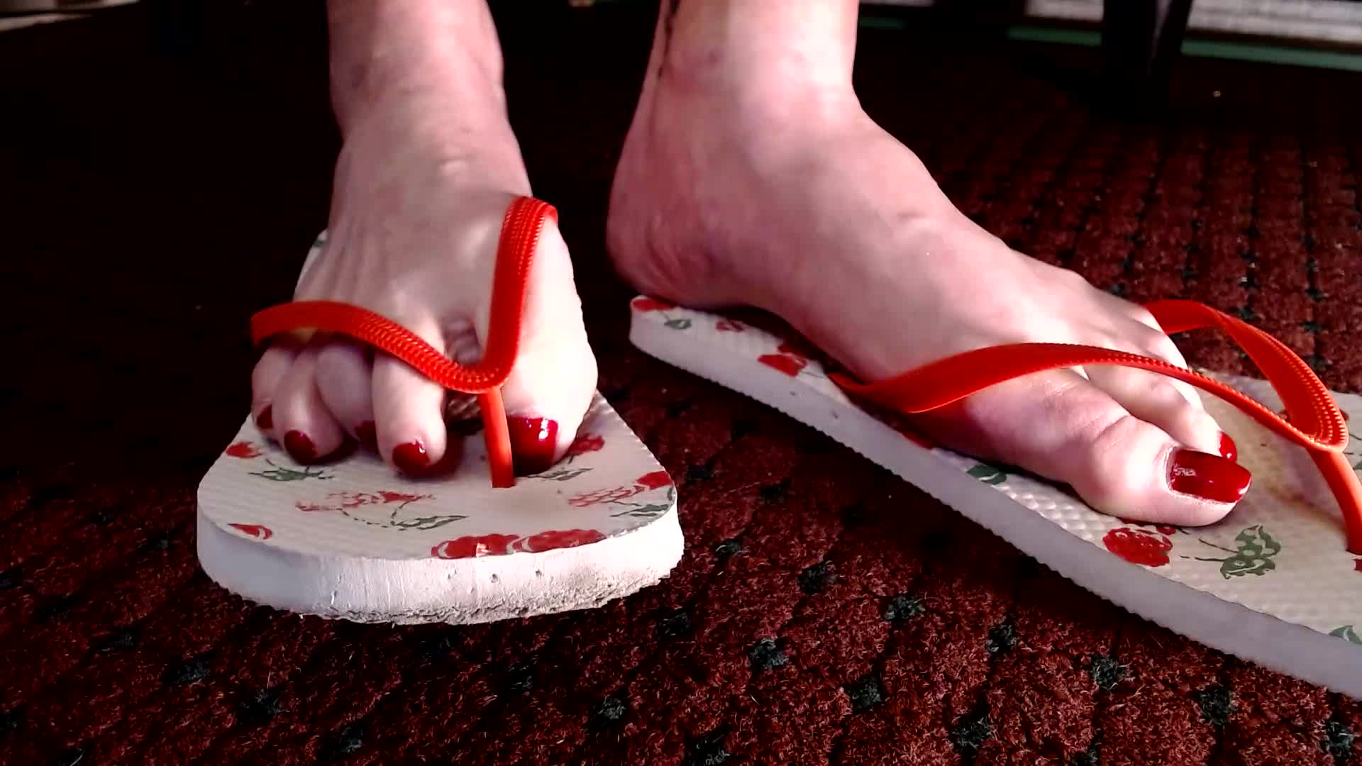 Cherry Old School Flipflops Toe Fetish Red Toenails