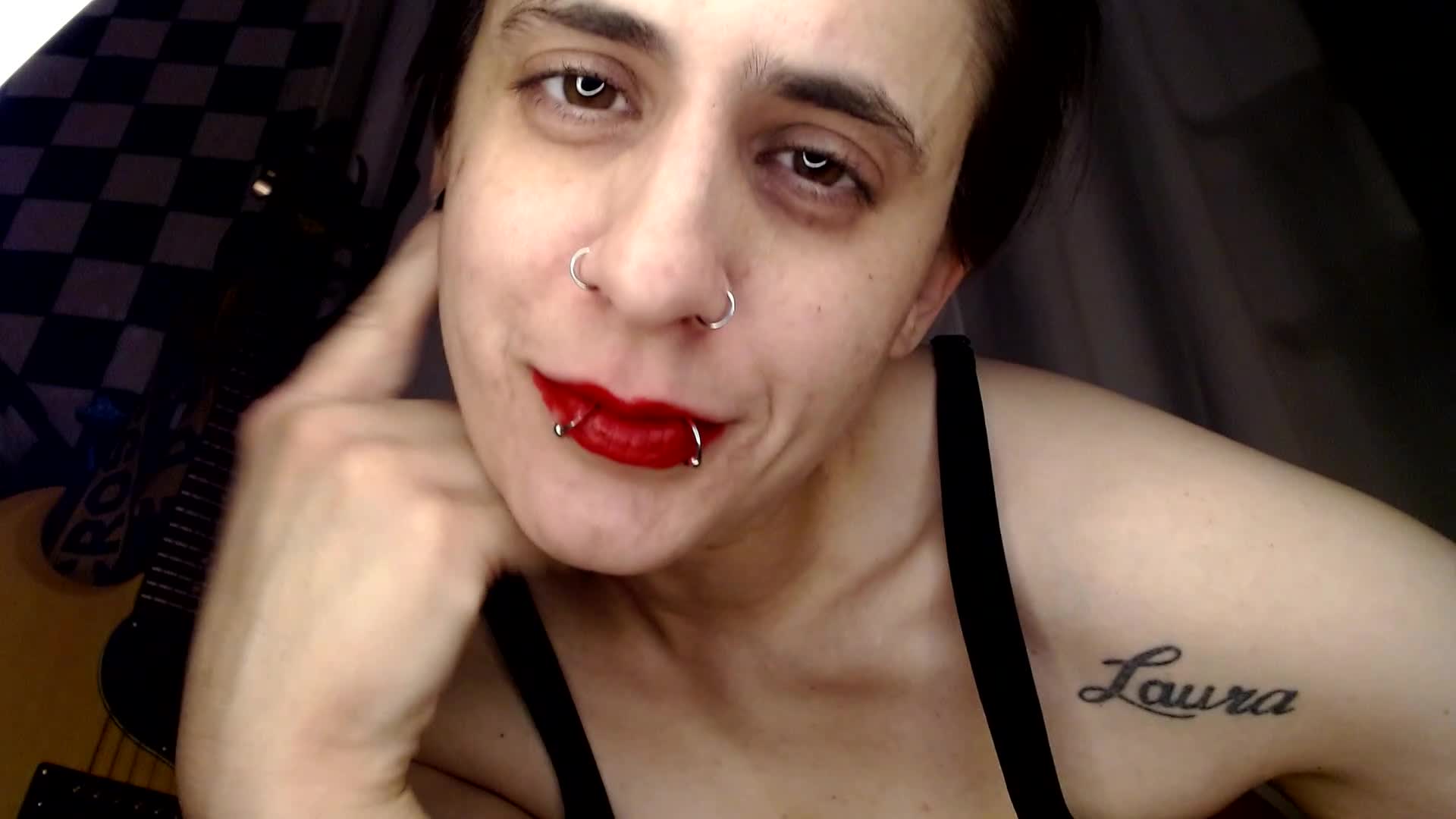 Hot Red Lipstick Seduction Pierced Big Juicy Lips