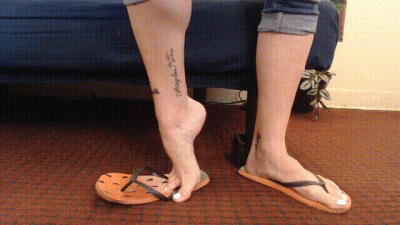 Red Flip Flops Toe Wiggling Shoeplay
