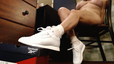 White Reebok Princess Sneakers Ruffled Socks Sexy Tease