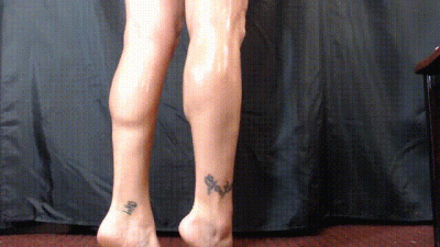 Oiled Calf Flexing Tiptoes