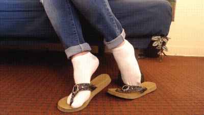 White Ankle Socks Flip Flop Sandals