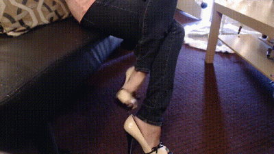 Sexy Cream Heel Double Cross And Dangle