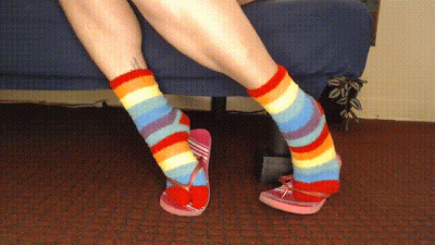 Fuzzy Socks In Pink Flip Flops