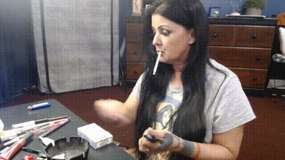 MILF Mid Make Up Cigarette Smoking