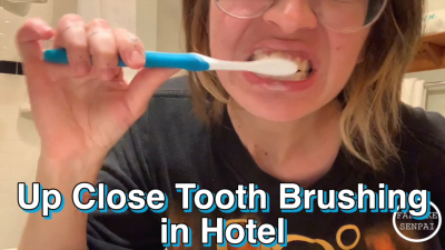 Up Close Tooth Brushing In Hotel