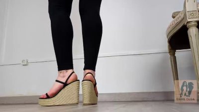 (655) Shoe Collection: Summer Cork Platform Wedge Sandals- Dame Olga (4k)