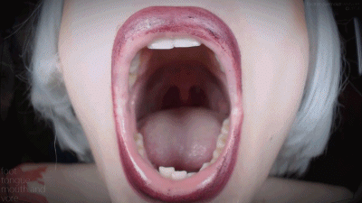 Beautiful Hipster Girl Mouth, Tongue, Throat And Uvula