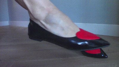 Shiny Black & Red Ballet Flats