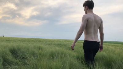 Ran Away From Home & Cute Boy Jerking Off Outdoor In Field