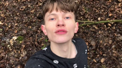Horny Boy Stroking His Big Dick Outdoor In Snowy Weather/ Cute Boy