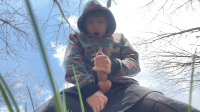 Sweet Boy Jerking His Big Dick (23Cm) Outdoor/ Huge Cumshot On Camera/ College Boy