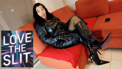 Love The Slit- Reina Leather In Leather Coat