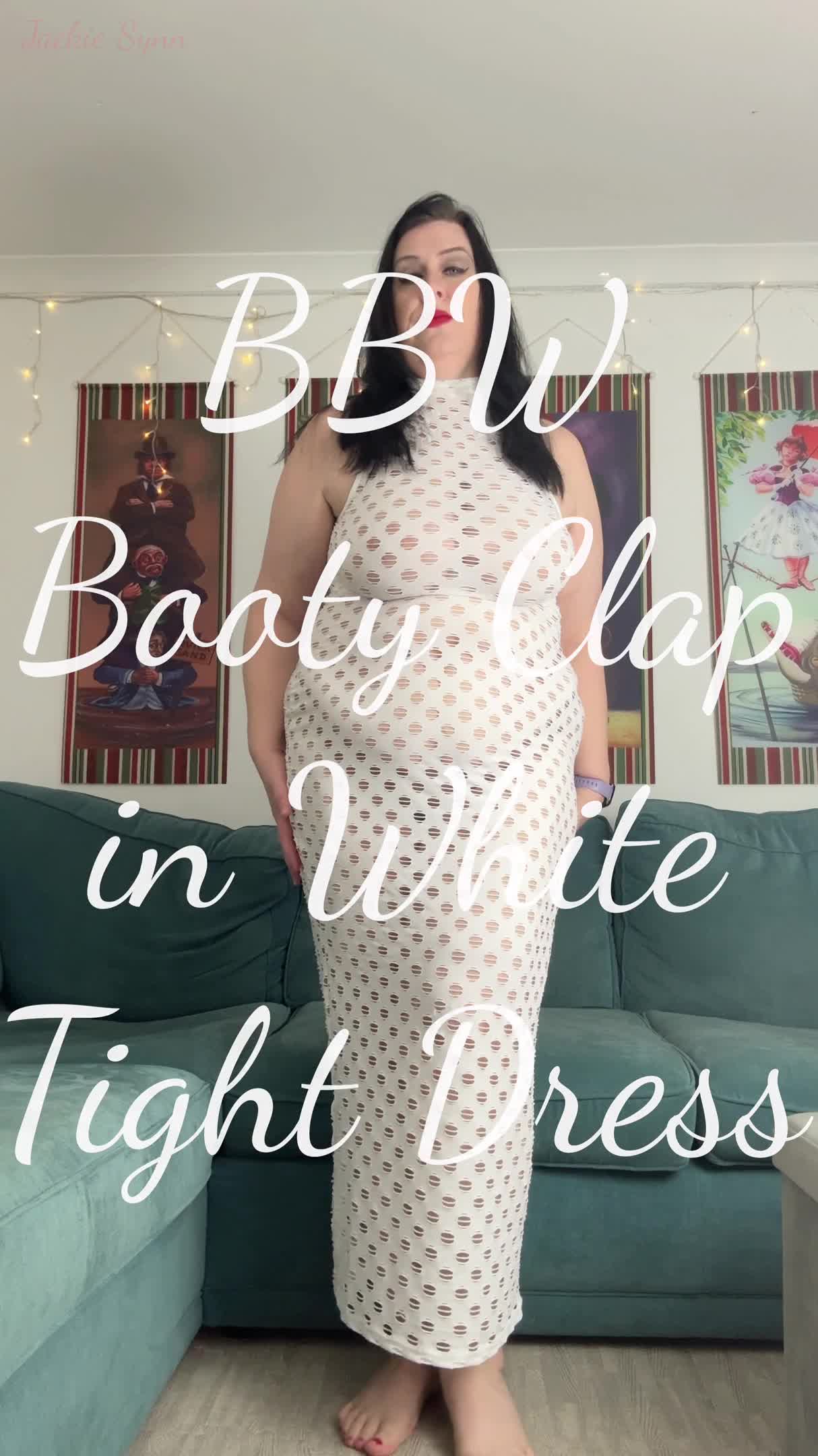 BBW Booty Clap In White Tight Dress 4k