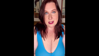 Tiny Blue Bra Big MILF Tits Tease