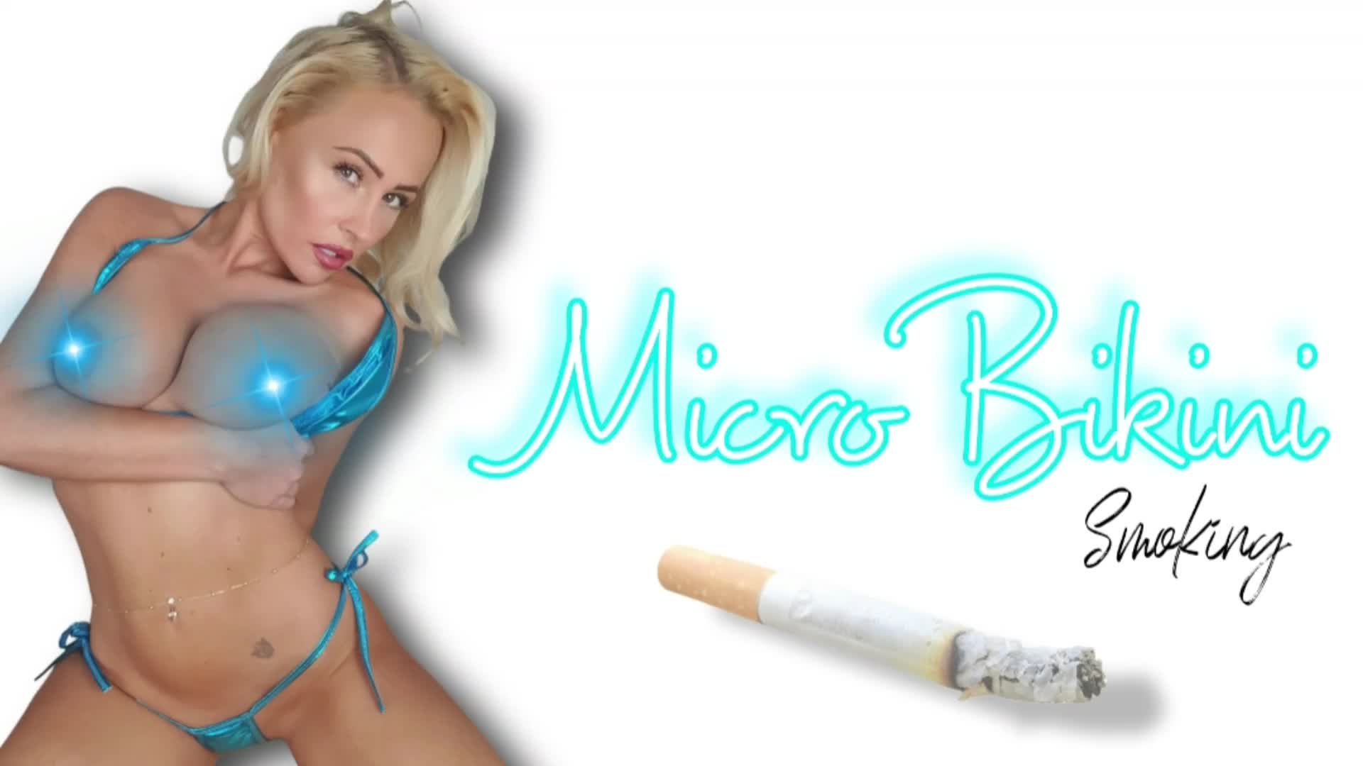 Smoking In Blue Shiny Micro Bikini