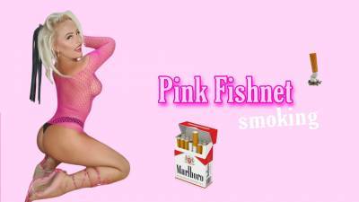 Smoking In Pink Fishnet