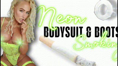 Smoking In Neon And PVC Boots