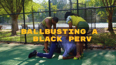Goddess Aspen Aires & Fairy Feet Teach This Black Peeping Tom A Lesson By Ballbusting Him In Public