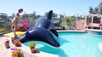 Madi B Deflates Huge Whale At The Pool