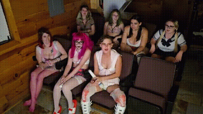 Schoolgirls Masturbate At Adult Theater
