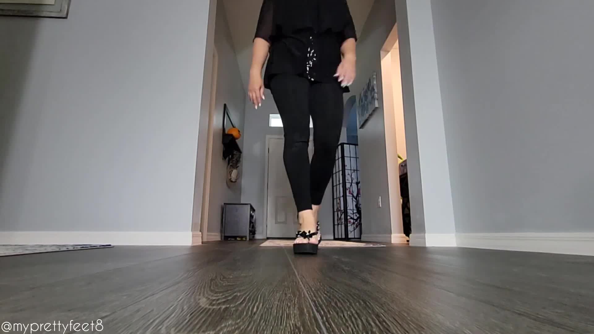 Giantess In Wedge Flip Flops Defeated