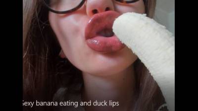 Sexy Banana Eating And Duck Lips