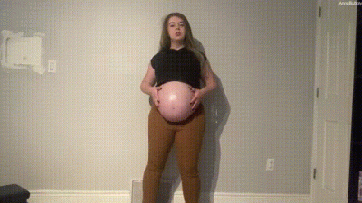 Step-Sis Rubs 9 Month Pregnant Belly On Your Cock