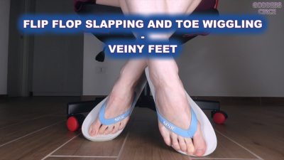 Flip Flop Slapping And Toe Wiggling Veiny Feet