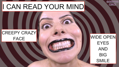 I Can Read Your Mind Creepy Crazy Face Wide Open Eyes And Big Smile