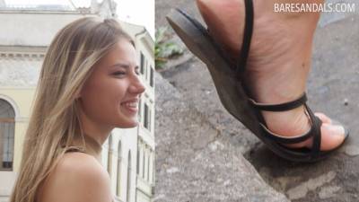 Standing Blonde With Black Flat Sandals Video Update 13106