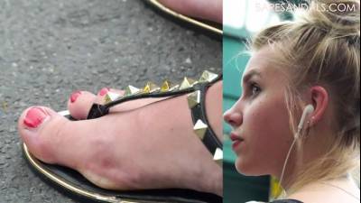 Blonde With Dry Skin Feet In Thong Sandals Video Update 13091