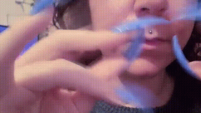 Worshipping My Long Blue Nails
