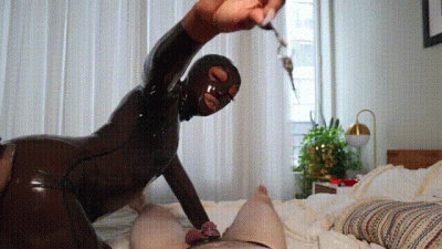 Ebony Chastity Queen Teases Your Cage With Latex Ass