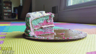 Unicorn Cake Slice Gets Smooshed With Size 6 Feet
