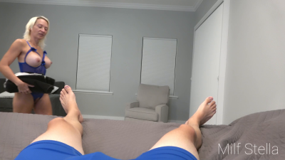Stretching My Shaved MILF Pussy With His Dick Sleeve MILF Stella