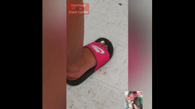 Cute Hood Light Skinned Ebony With Sweaty N Smelly Feet In Her Nike Slides