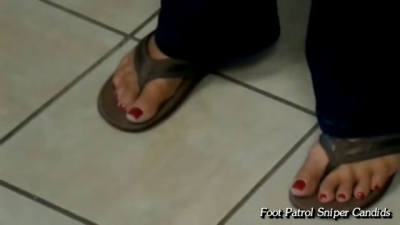 So Loving N Enjoying Brunette Becky's Mature Beautiful N Sexy Feet And Sexy Red Toes