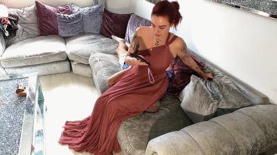 Sitting On His Head In A Elegant Dress