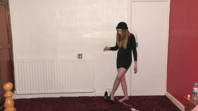 Professional Model Girl Sophie Trample Dances On Her Slaves Skull In Her Photo Shoot Outfit