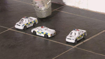 3 Cop Cars Crushed Under Natalia's Silver Platform High Heel Shoes