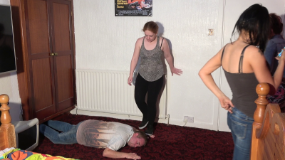 3 Girls Walk On The Slaves Head & Hands