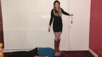 Sophie Dancing On His Skull In Brown Leather Boots & A Little Tight Dress