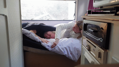 Chelsea Scissors In The Towing Caravan On The Bed