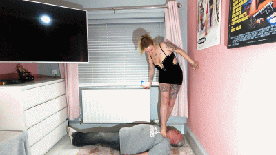 Jennifer Stepping On His Throat & Chest Whilst Dominating His Face With Her Foot