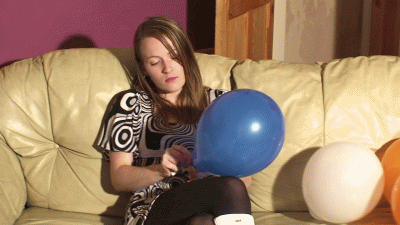 Rebecca Blowing Up Balloons & Popping Them Under Her Butt & Boots