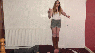 Smoking Trampling Dancing Girl Sophie's Big Brown Boots