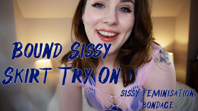 Bound Sissy Skirt Try-On- Feminisation, Bondage, Cling Film, Miniskirts, Larah Sky